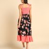 Acorn Women Floral Shoulder Straps A Line Midi Dress - Image 3