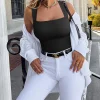 Acorn Square Neck Sleeveless Knit Ribbed Seamless Tummy Control Tank Tops Bodysuit🩱 - Image 4