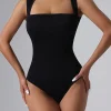 Acorn Square Neck Sleeveless Knit Ribbed Seamless Tummy Control Tank Tops Bodysuit🩱 - Image 3
